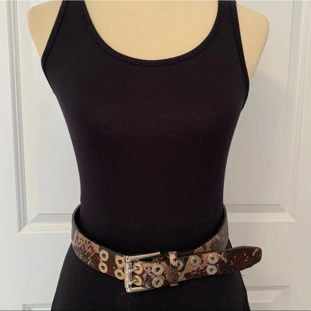 XOXO Brown Metallic Python Print Belt